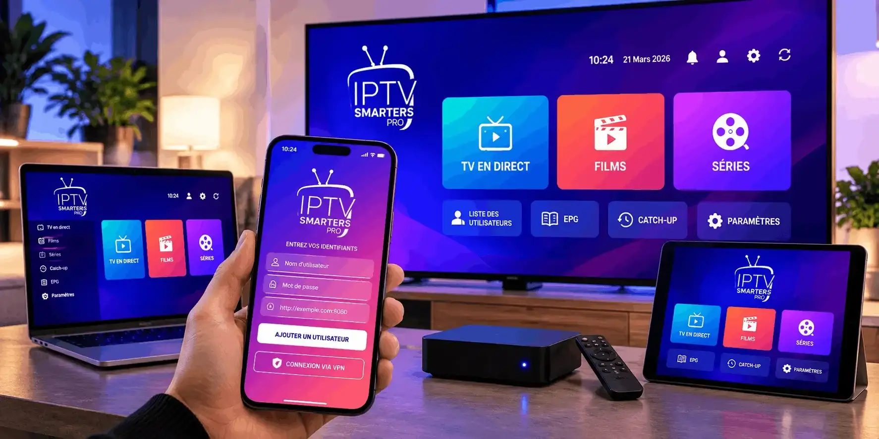 IPTV Smarters Pro gratuit sur plusieurs appareils